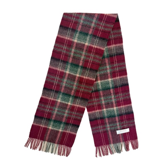Rong Guan Tartan Wool Scarf – Burgundy & Grey Plaid - Picture 4 of 10